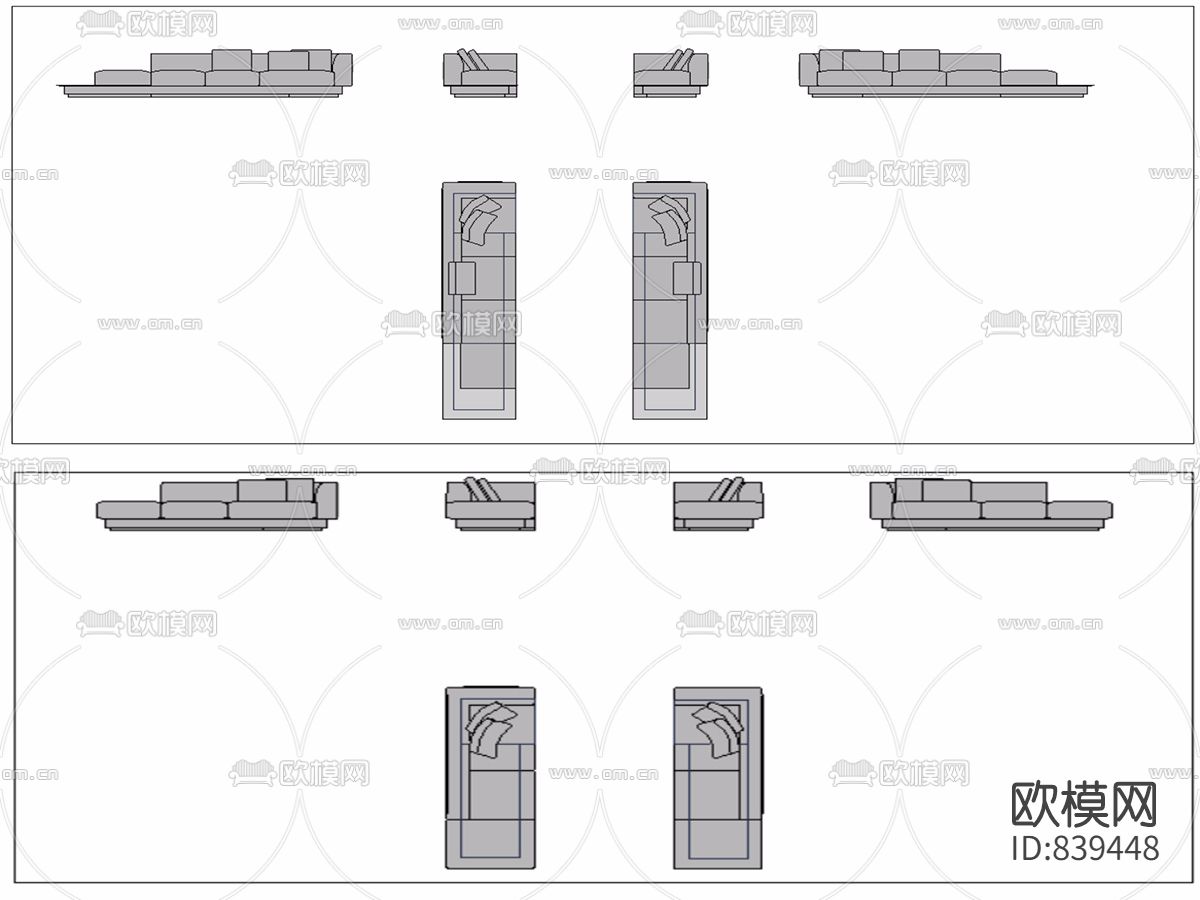 CAD沙发精品填充图块模型下载（渲染图4）