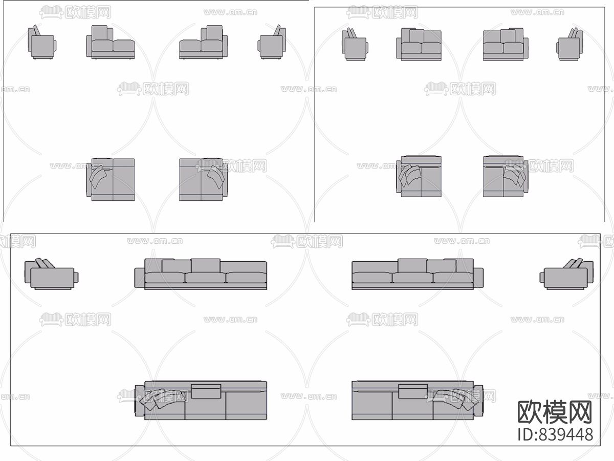 CAD沙发精品填充图块模型下载（渲染图5）