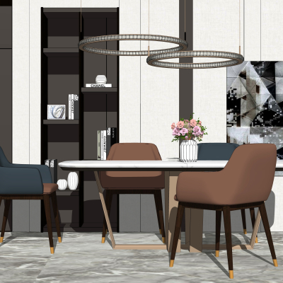 现代轻奢餐桌椅su模型