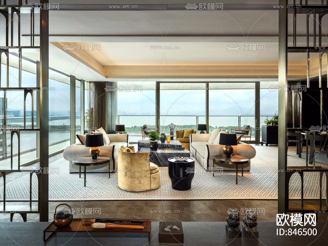 深圳湾壹号广场南区T5栋现代样板房下载（渲染图1）