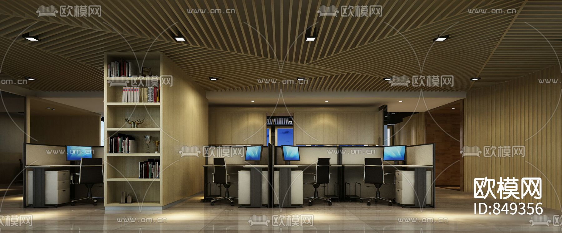 长江国际办公楼CAD施工图下载（渲染图2）