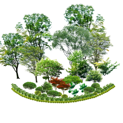  现代2d植物树组合su模型 