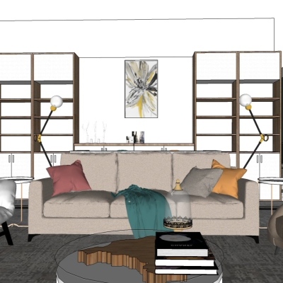 法式轻奢客厅su模型