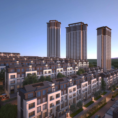 新中式住宅小区外观3d模型
