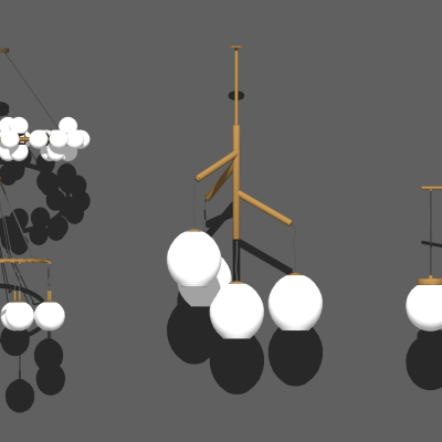 现代多头金属吊灯su模型