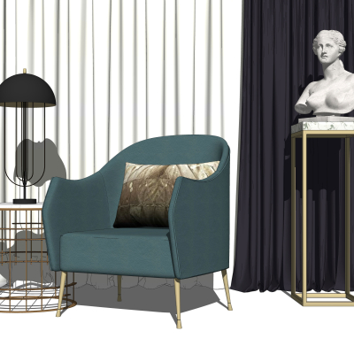 现代轻奢单椅su模型