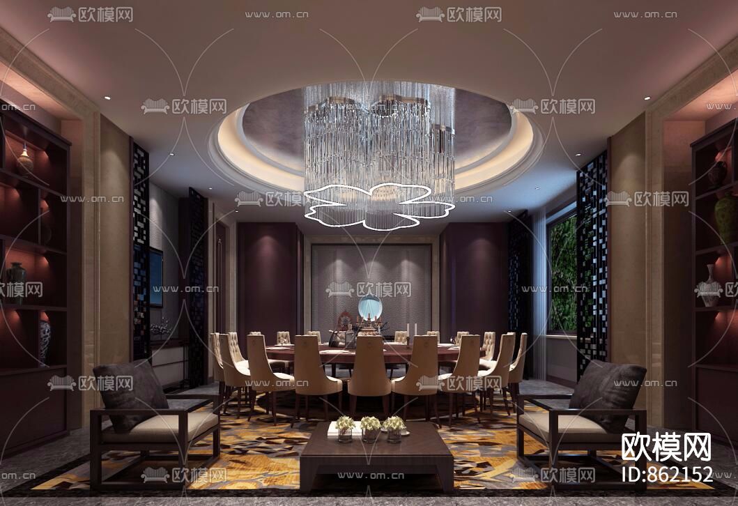 酒店大包间春色满园施工图下载（渲染图2）