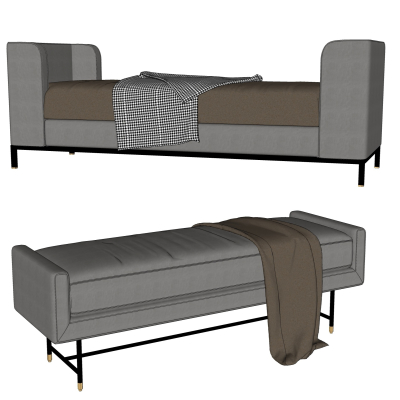  现代布艺脚踏su模型 