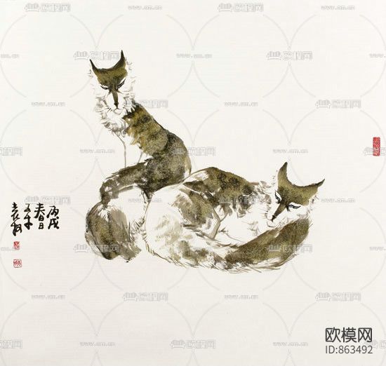 新中式水墨山水画下载（渲染图4）