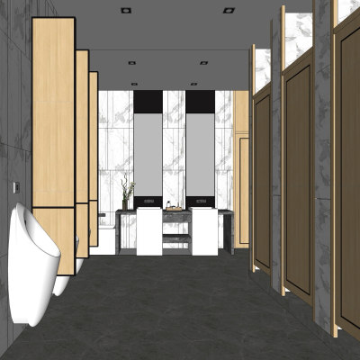  现代酒店公用卫生间su模型 