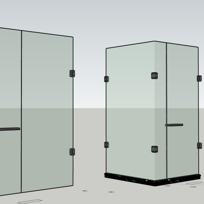  现代玻璃沐浴房su模型 