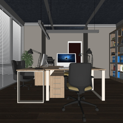  现代经理办公室su模型 