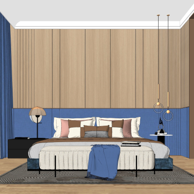 现代简约卧室su模型