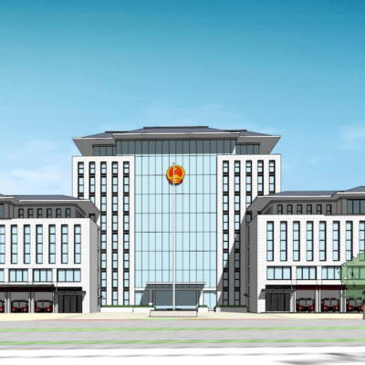  现代政府机关办公楼外观su模型 