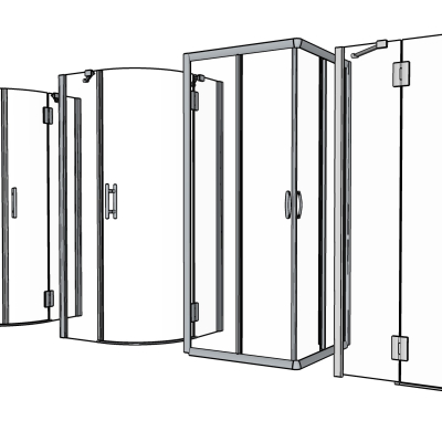  现代玻璃沐浴房su模型 