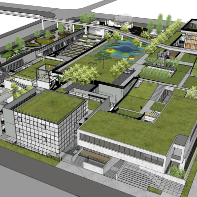  现代商业区规划su模型 