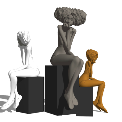 现代少女人物雕塑su模型