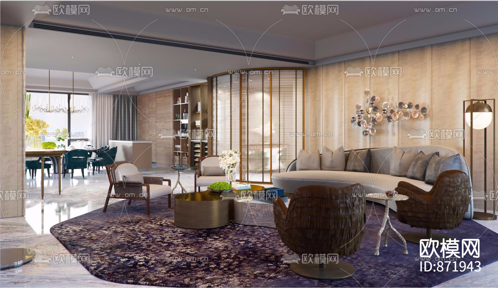 深圳前海區壹方中心A户型样板间下载（渲染图1）