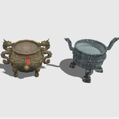  中式青铜鼎su模型 