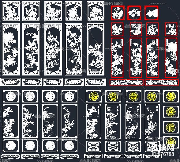 室内CAD新中式雕花装饰画下载（渲染图4）