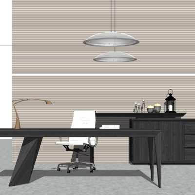  现代办公桌椅组合su模型 