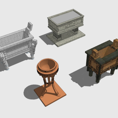  中式青铜鼎su模型 