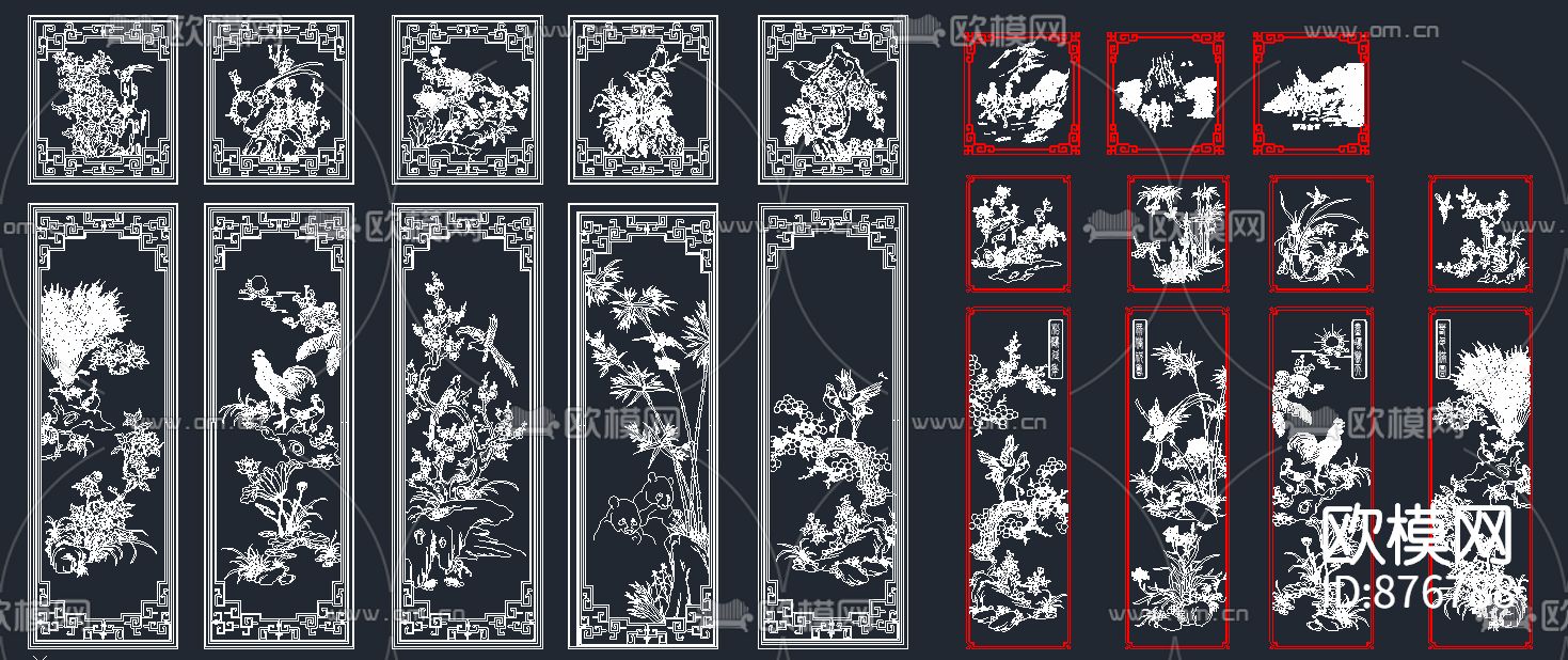 室内CAD新中式雕花装饰画下载（渲染图6）