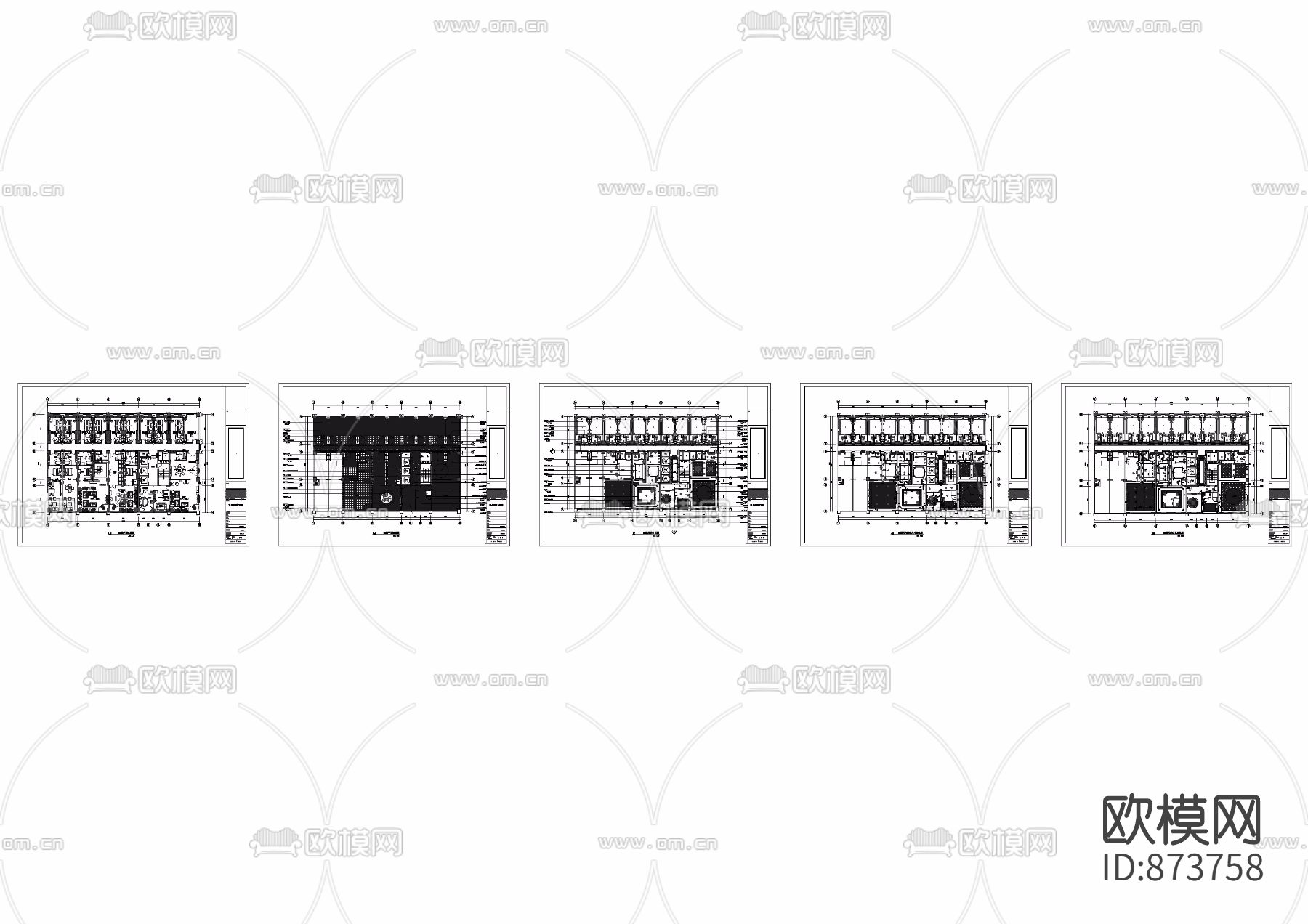 国际酒店四层整体平面施工图下载（渲染图1）