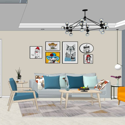 北欧客餐厅su模型