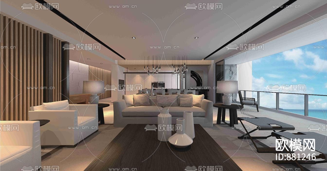 华润深圳湾悦府北苑样板房施工图下载（渲染图1）