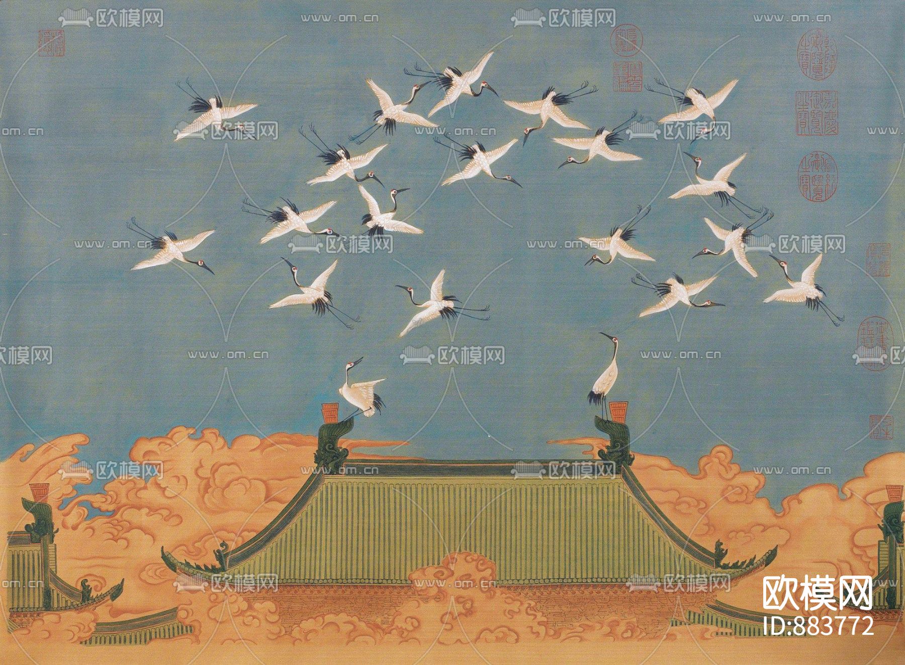 中式背景墙贴图下载