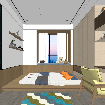 现代简约次卧su模型