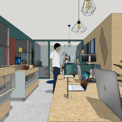  现代电脑专卖店su模型 