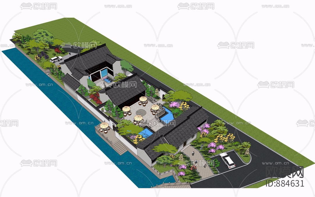 名师设计-金螳螂-CAD中式禅意会所设计资料下载（渲染图5）