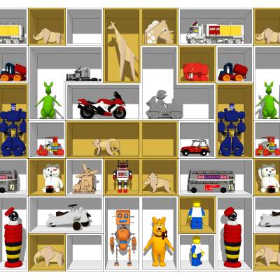  现代儿童玩具架su模型 