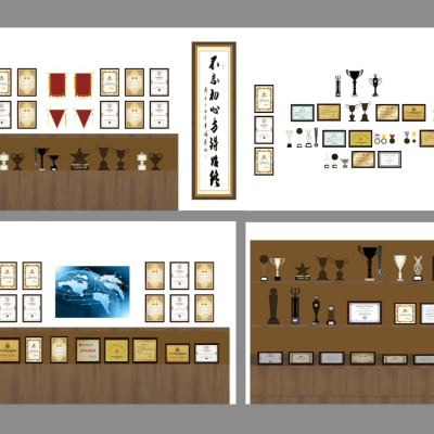  现代奖杯奖牌su模型 