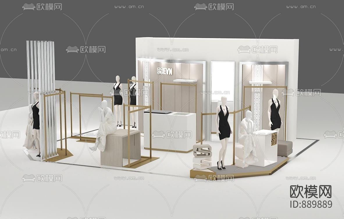 商场服装店CAD施工图下载（渲染图2）