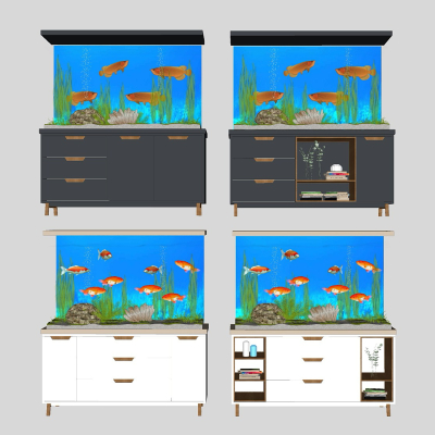  现代玻璃鱼缸su模型 
