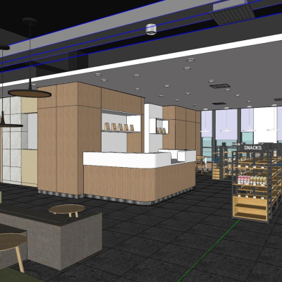  工业风超市su模型 