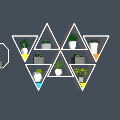  北欧实木壁柜su模型 