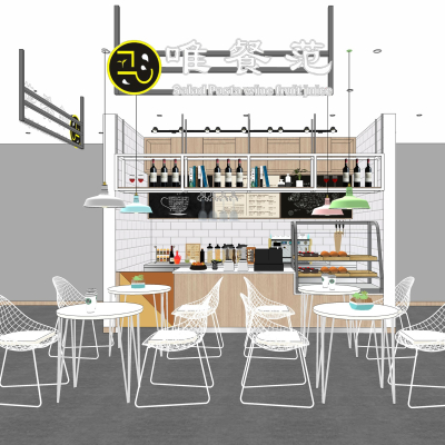  现代甜品店su模型 