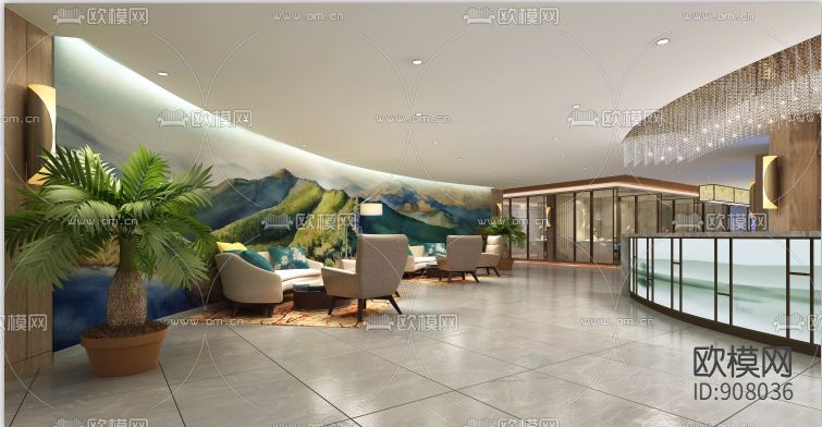 绿洲华庭酒店3层施工图CAD下载（渲染图3）