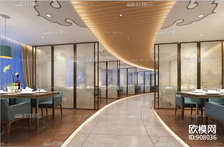 绿洲华庭酒店3层施工图CAD下载（渲染图4）