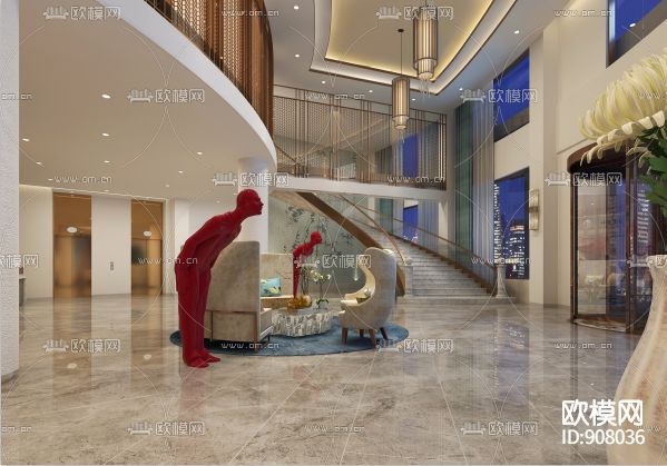 绿洲华庭酒店3层施工图CAD下载（渲染图2）