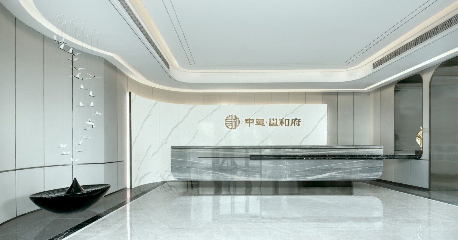 伊派设计 新中式售楼处大堂前台