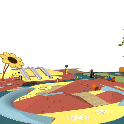  现代儿童游乐场地su模型 