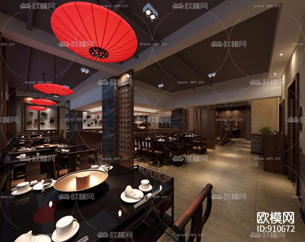 味蜀吾川派火锅店室内装修施工图