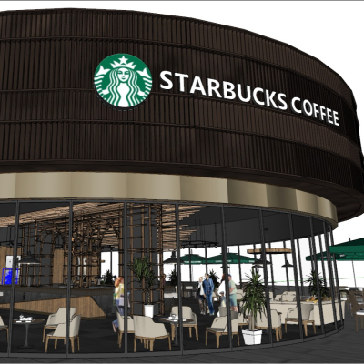 现代星巴克咖啡厅su模型