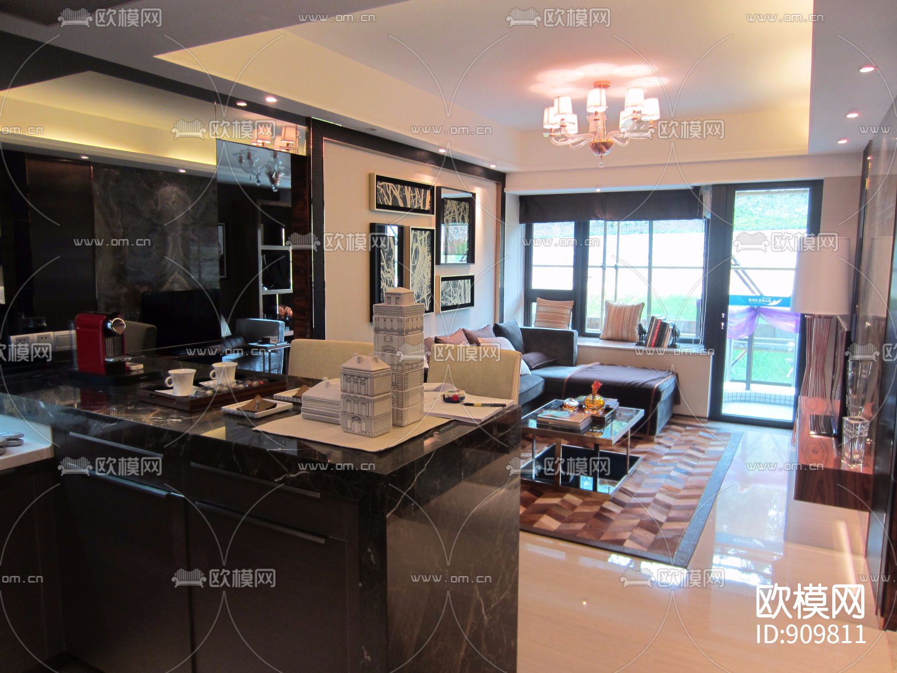 梁志天--科学城公寓03户型室内施工图下载（渲染图1）