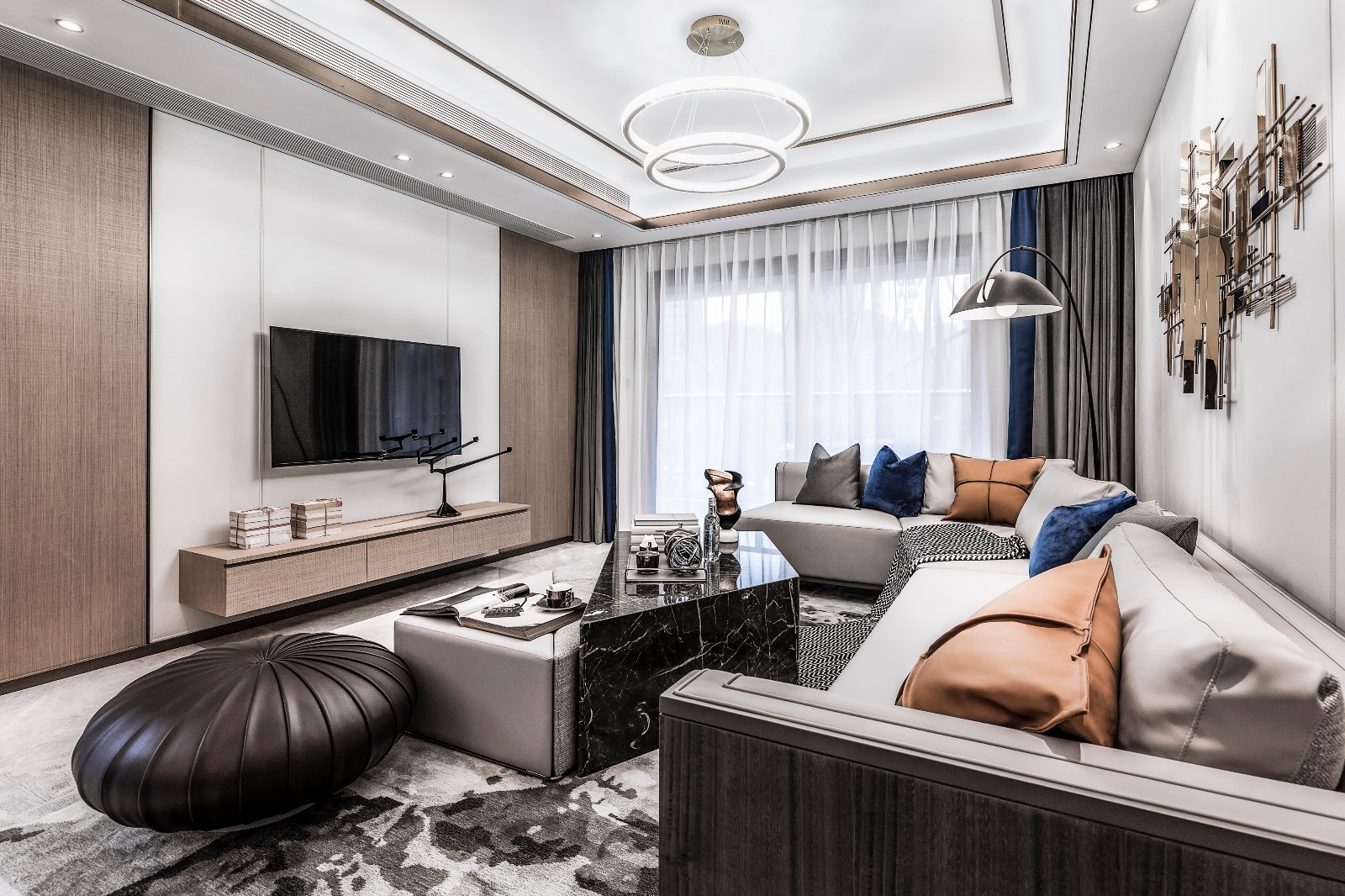 邸设设计 现代轻奢客厅餐厅-免费3dmax模型库-欧模网